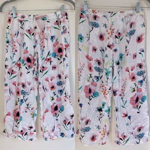 Anthropologie cropped pajama pants in watercolor floral